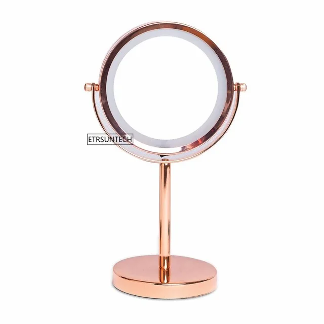 Rose Gold 1 шт. " 1X/3X увеличительное двухстороннее зеркало с подставкой 18 светодиодный настольный Макияж косметическое зеркало подарки на свадьбу, день рождения - Цвет: Rose Gold