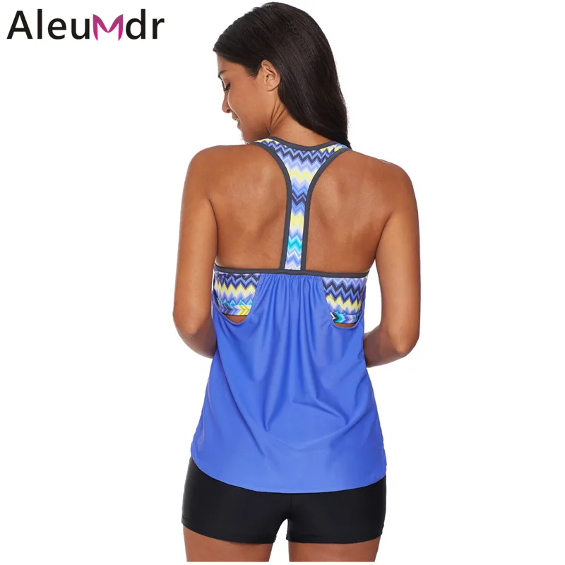 Aleumdr двойка Купальник для женщин Push печати вставить Racerback Танкини комплект Топ с