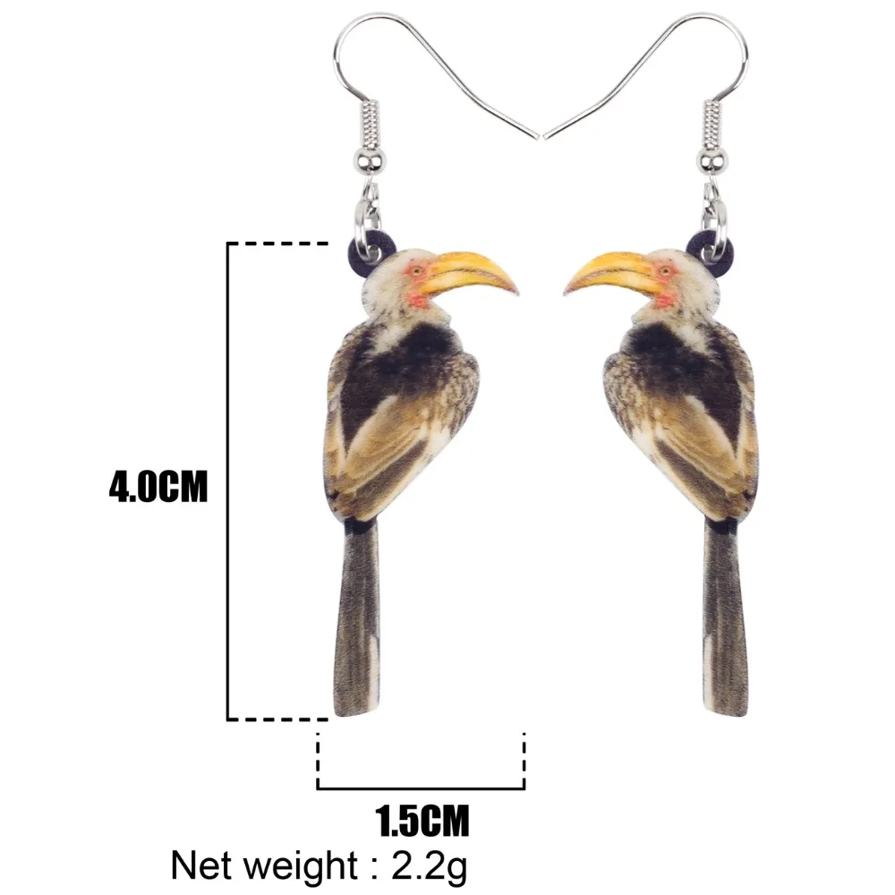 WEVENI Акриловые Модные серьги в виде птиц Hornbill новинка 2018 Висячие уникальные