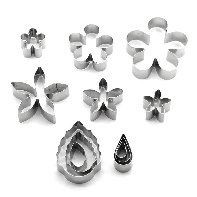 12 Pcs/set Cookie Cutter Stainless Steel Fondant Cake Baking Mold Round Heart Flower Star Shape Biscuit Moulds Tools | Дом и сад