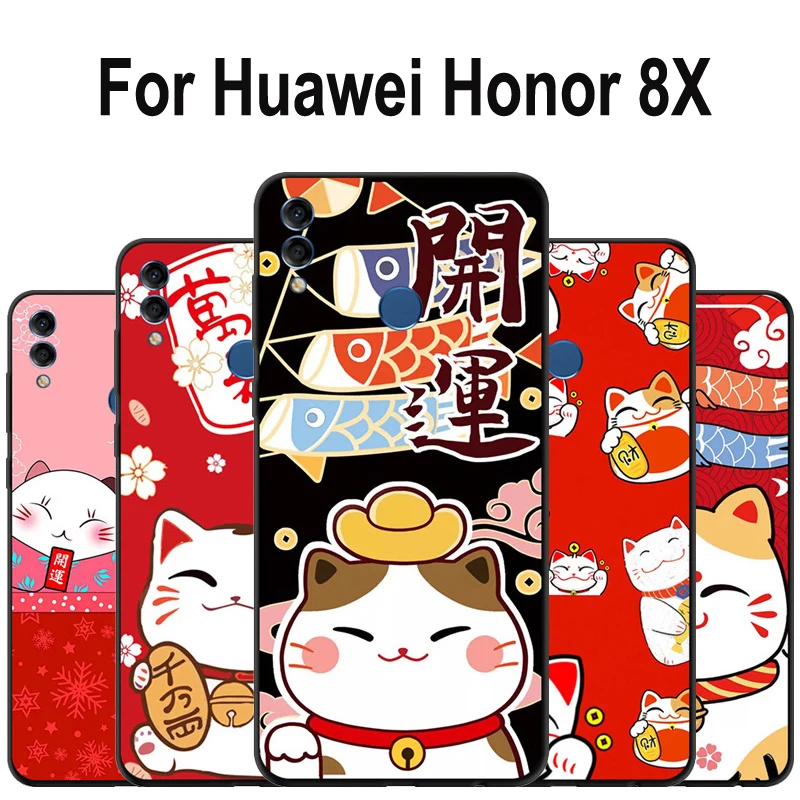 Чехлы для телефонов Huawei Honor 8X чехлы с рисунком удачи кошки прозрачный чехол