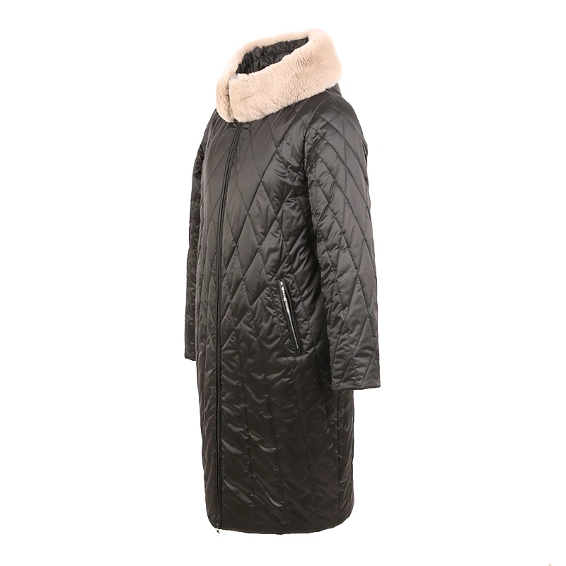 Женское зимнее длинное пальто парка куртка с кроличьим воротником капюшоном