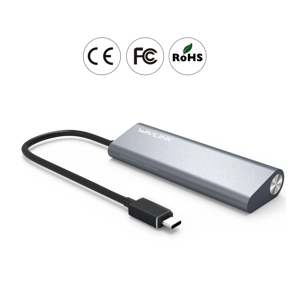 Wavlink usb-хаб 3,1 Тип с 4-портовый USB 3,0 концентратор Тип C Алюминий Slef-концентратор для студийной съемки с изображением Функция док-станция для Windows и Mac OS жил