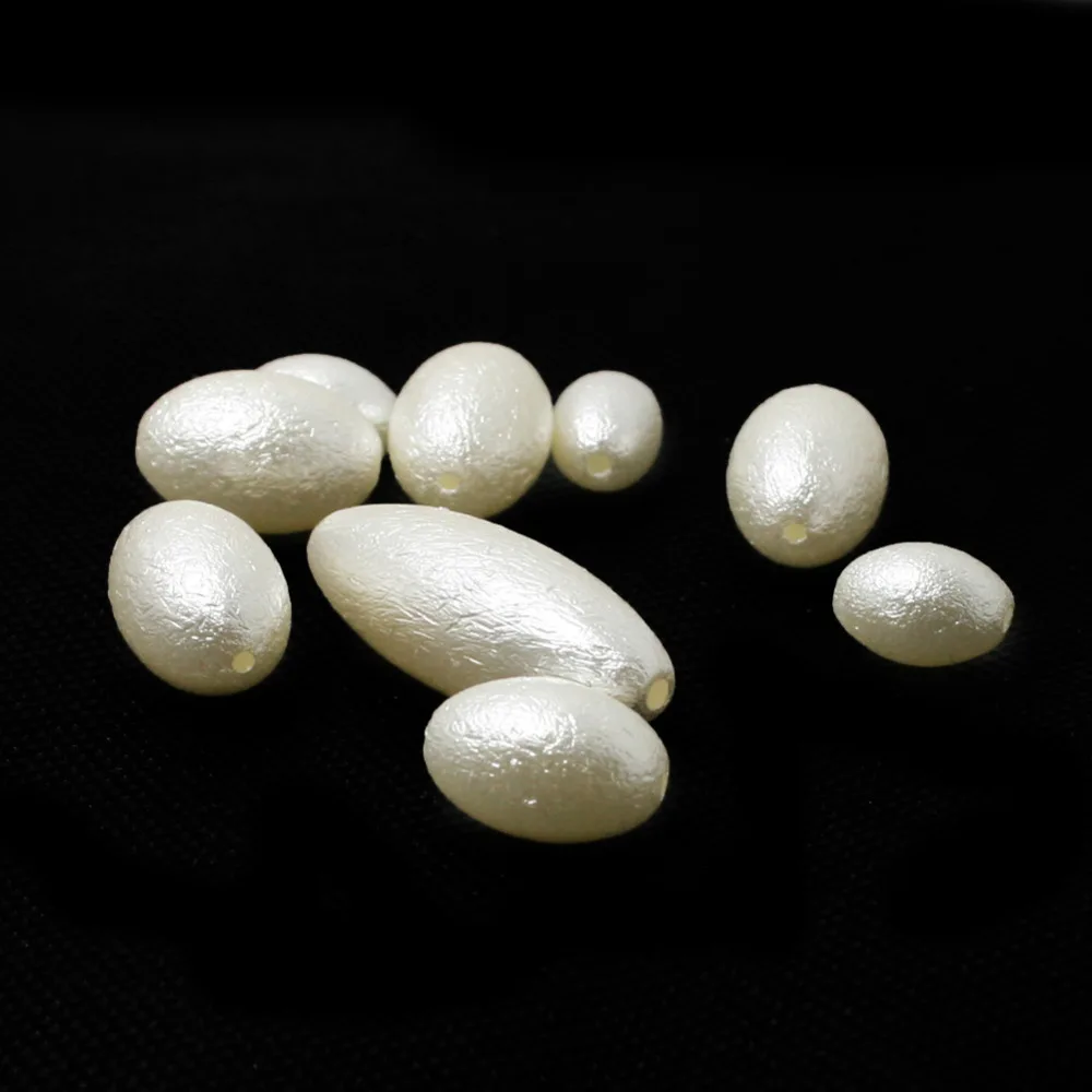 Разноцветные бусины овальной формы из АБС-пластика белые с имитацией жемчуга