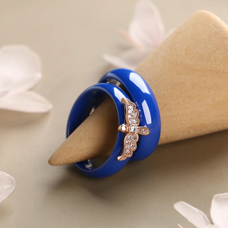 Женское кольцо с крыльями бабочки и кристаллом циркония модные ювелирные