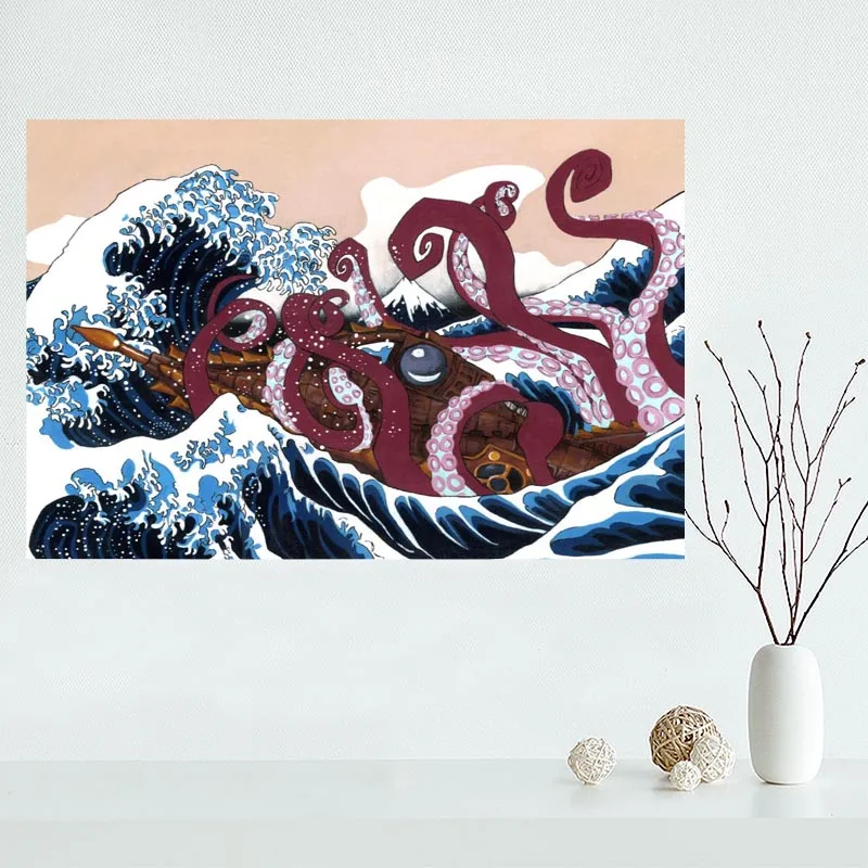 На заказ Katsushika Hokusai большая волна холст живопись плакат домашний декор ткань