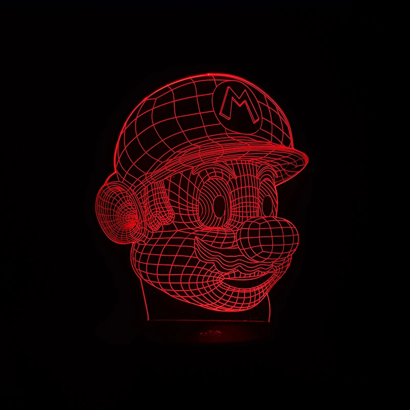 3D Светодиодная лампа Mario ночник настольная 7 цветов сменный USB сенсорный пульт