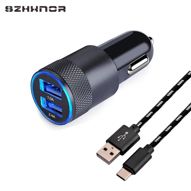 Светодиодный Тип C автомобильное зарядное устройство USB Зарядное для быстрой
