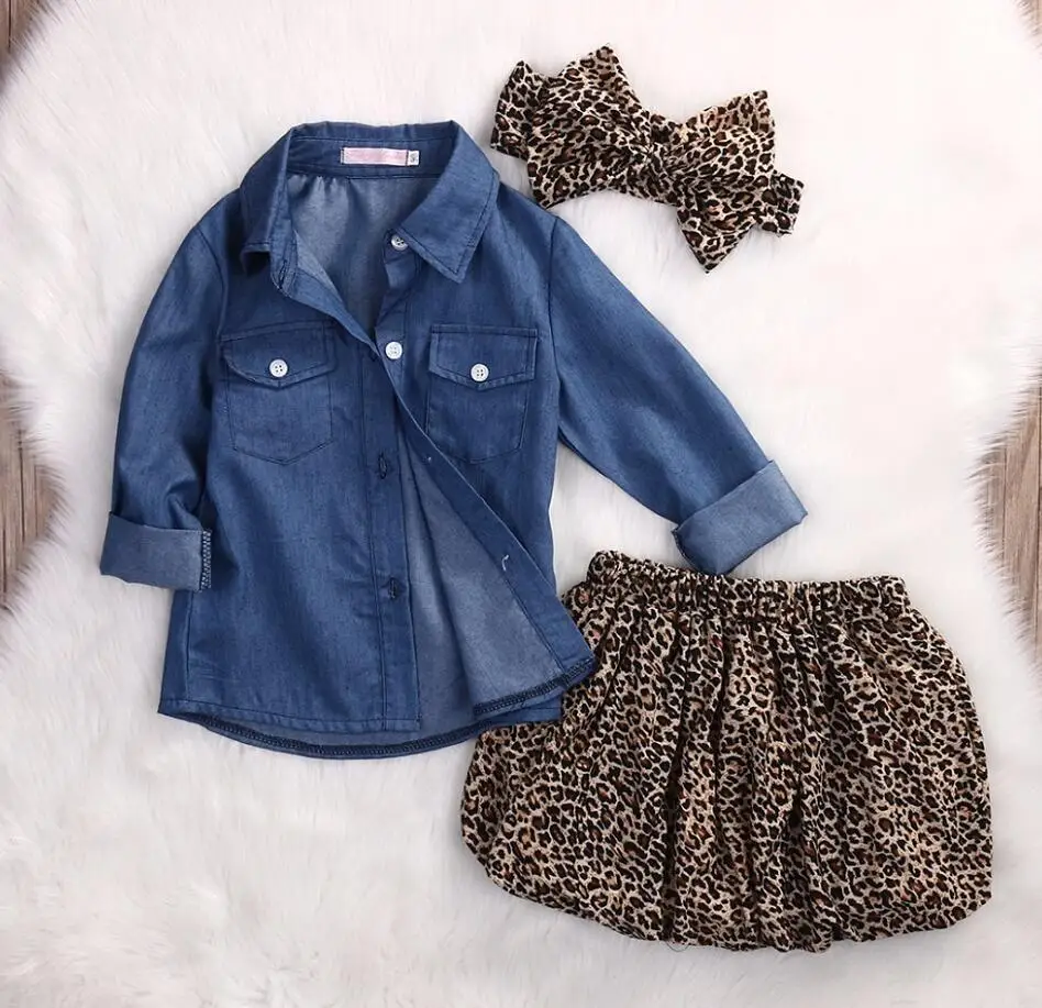 Leopard Baby Sets Для маленьких девочек Подставки для фотографий, длинный рукав, рисунок леопарда, Осенняя одежда для маленьких девочек, 1 предмет, повязка на голову+ 1 шт. топ+ 1 предмет платье для девочек детская одежда - Цвет: Leopard Baby Sets