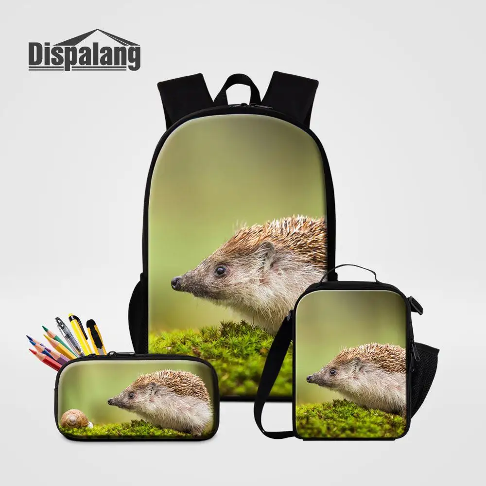3 PCS Set03 Разборная милого Ежика школьный рюкзак Коробки для обедов Карандаш Чехол 3 предмета в комплекте, для студентов и школьников, животных Для женщин сумки на плечо - Цвет: 3 PCS Set03