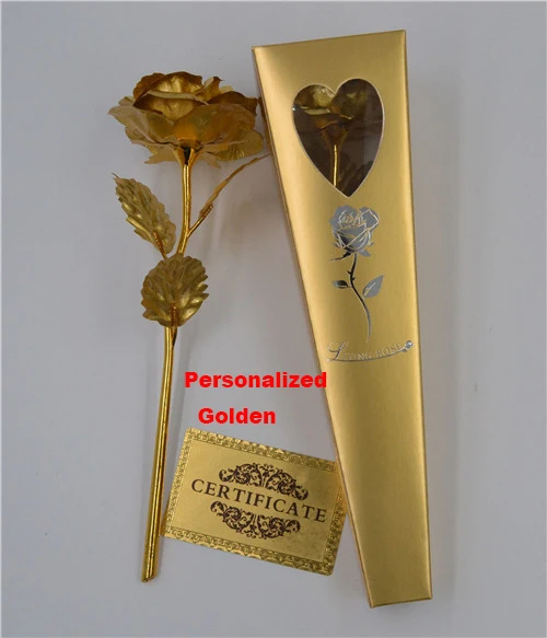 Golden Personalized Позолоченное розовое свадебное украшение 24 К с покрытием из золотистой фольги Золотое розовое золото матовое искусственное украшение 24 к Золотая роза искусственный цветок персонализированный - Цвет: Golden Personalized