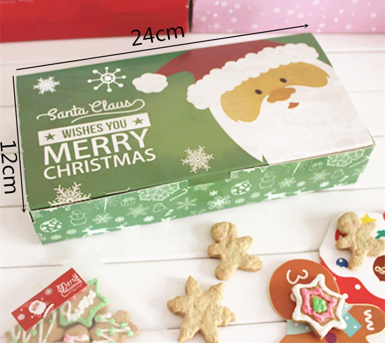 

Free shipping Christmas green gingerbread cookie biscuit candy cake box bakery gift packing boxes party supply favors