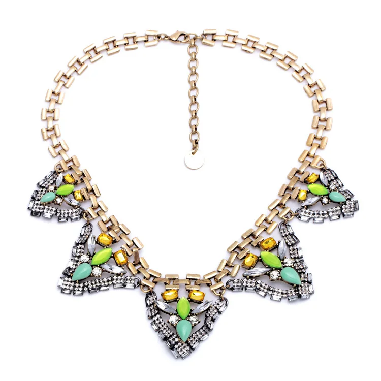 Крупная цена точеное ожерелье треугольные подвески для женщин Модный Цветной