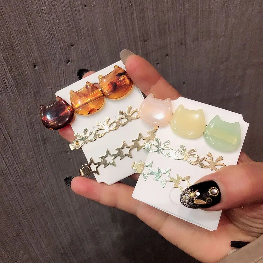 

3pcs Acetate Sheet Ins Style Hairpin Sweet Kitten Side Women Hair Clip Bangs Hairgrips Barrettes Hair Accessories Headwear