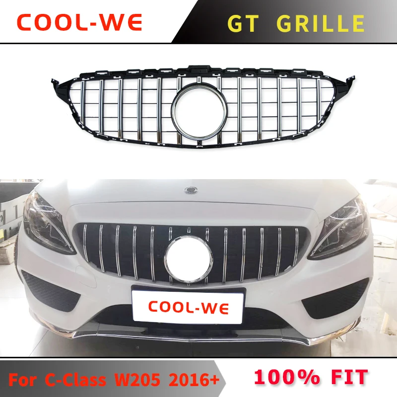 Подходит для Mercedes Benz W205 Grill Для AMG GTR Line передняя решетка бампера ABS C-Class C180 C200 C250 C300