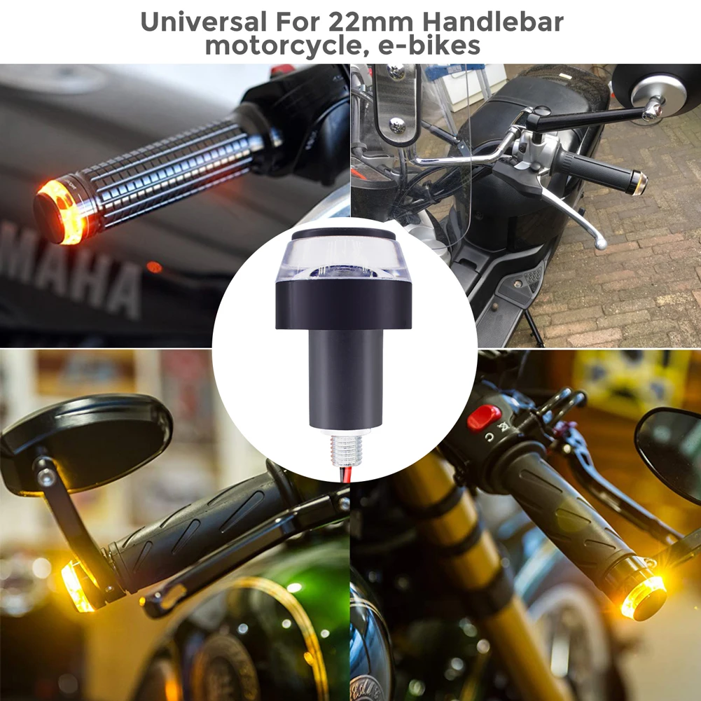 2Pcs Motorcycle Handlebar Turn Signal LED Light 12V Motorbike Handle Bar Ends Indicator Flasher 22mm End Blinker Dual Color |
