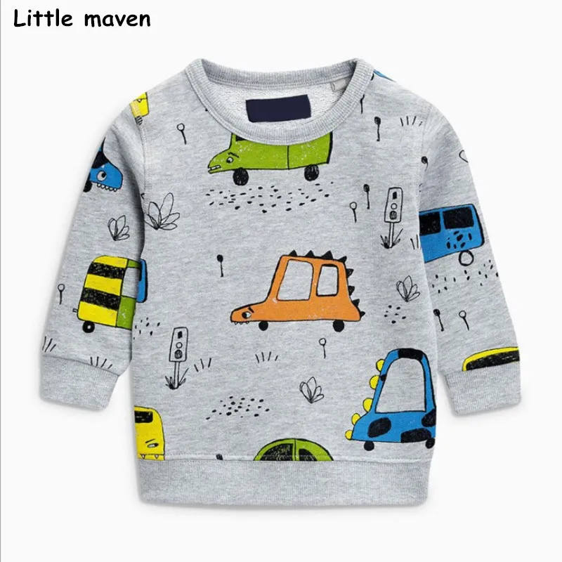 

Little maven 2017 winter new baby boy brand clothes boys car print add soft nap warm thick t shirt C0078