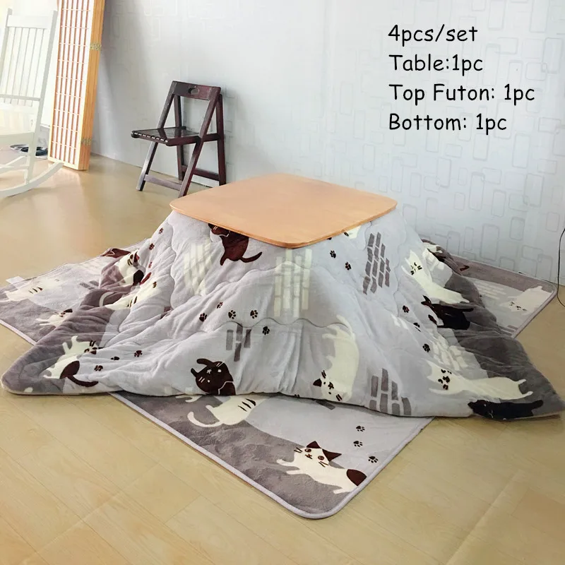 (4 шт./компл.) Японский мебель набор Kotatsu (стол футон ковры нагреватель) для дома и