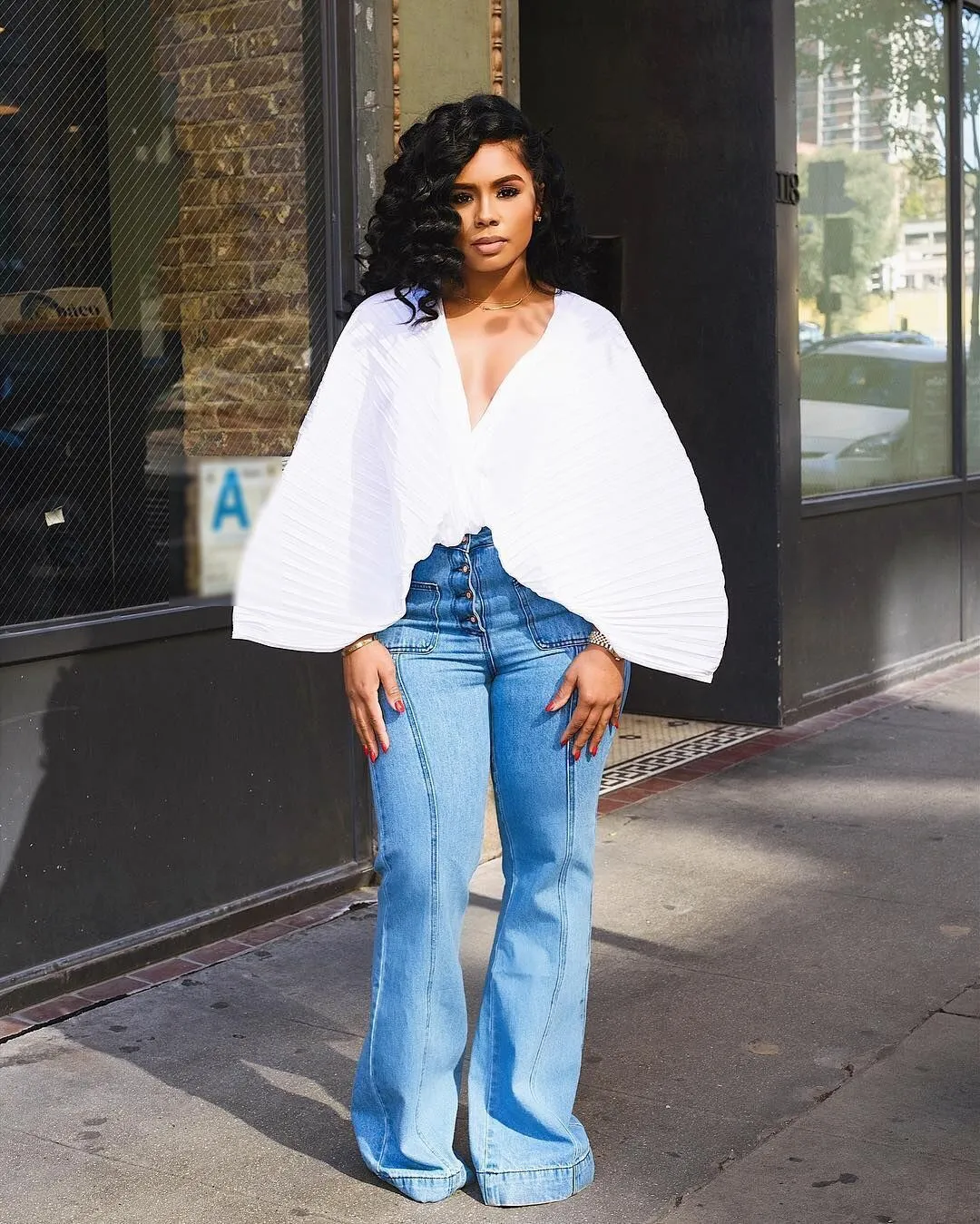 Блузка женская летняя с рукавом летучая мышь треугольным вырезом|Блузки| |