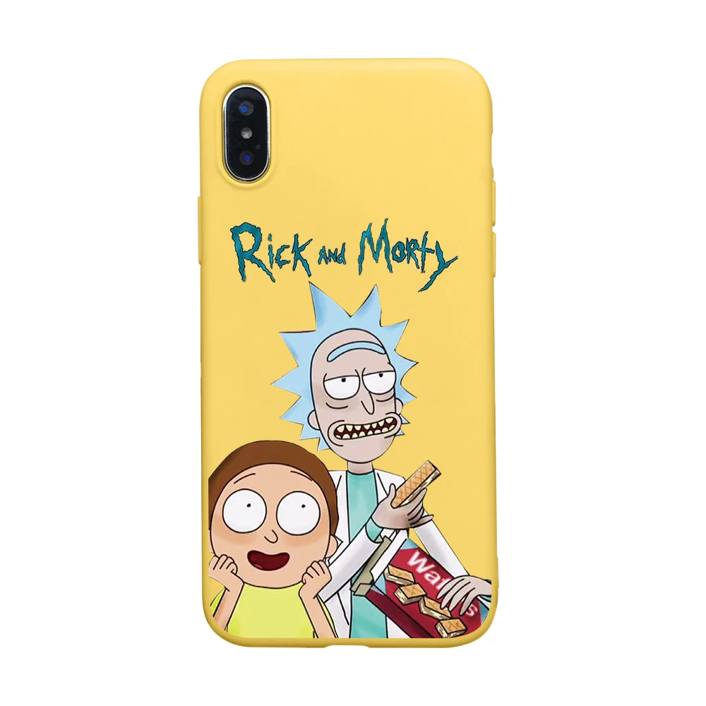 Милый чехол для телефона Rick marty Pickle для iphone 8, 7, 6, 6s Plus, 5S, SE, разноцветный мягкий чехол для телефона из ТПУ для iphone X, XS, XSMAX, XR, чехол - Цвет: yel-4575