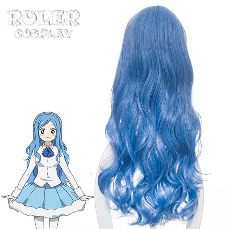 80 см синий смешанный волнистый синтетический парик с длинными волосами аниме