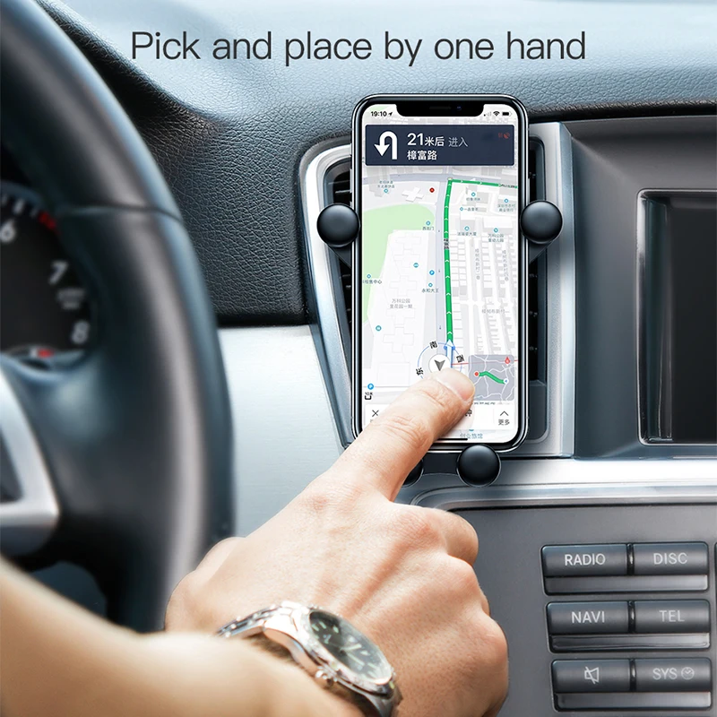 Baeus тяжести автомобильный держатель телефона для iPhone X 8 7 Samsung S8 Air Vent Mount