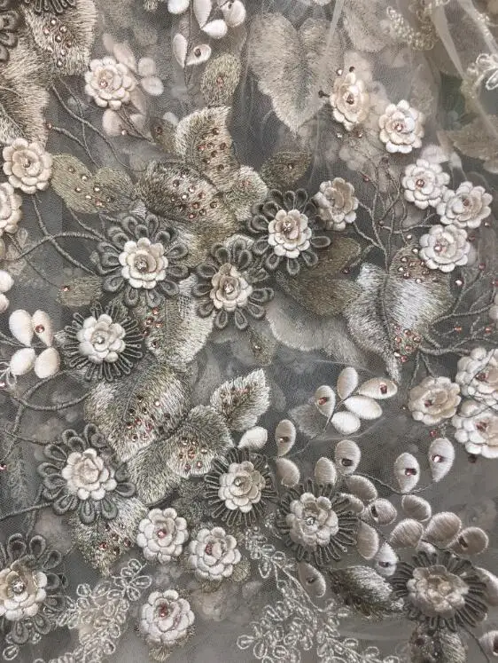 Модная Тюлевая вышивка французская сетчатая кружевная ткань фототкань с