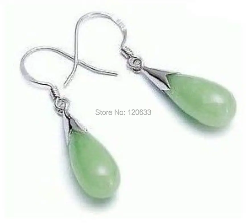 Красивый Тибет натуральный зеленый камень слеза серьги драгоценный оптовая
