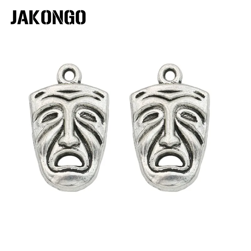 JAKONGO античные посеребренные Подвески счастья печаль лицо очарование подвески