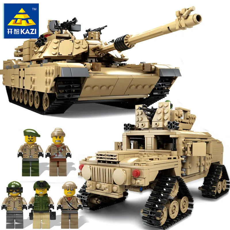 KAZI тематический Танк строительные блоки 1463 шт Строительные блоки M1A2 ABRAMS MBT KY10000 1 изменение 2 модели игрушек Танк игрушки для детей