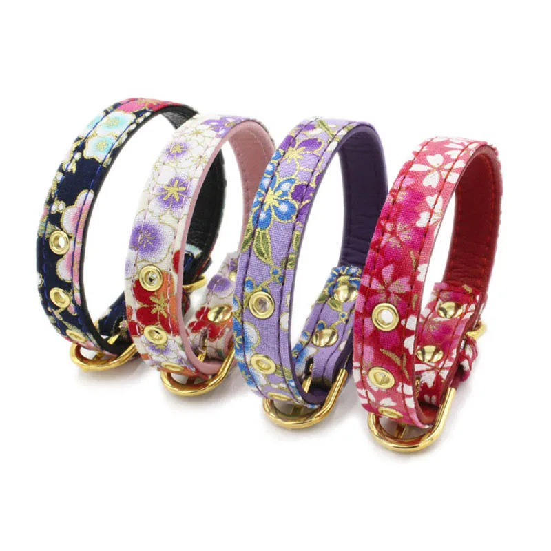 Cat Collars Floral Fabric and Microfiber Neck Belt Decorative Collar for Cats Small Dogs Pet Products coleira para gato | Дом и сад