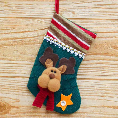 Новогодний Декор 2017 рождественские чулки носки вязаный Подарочный мешок с