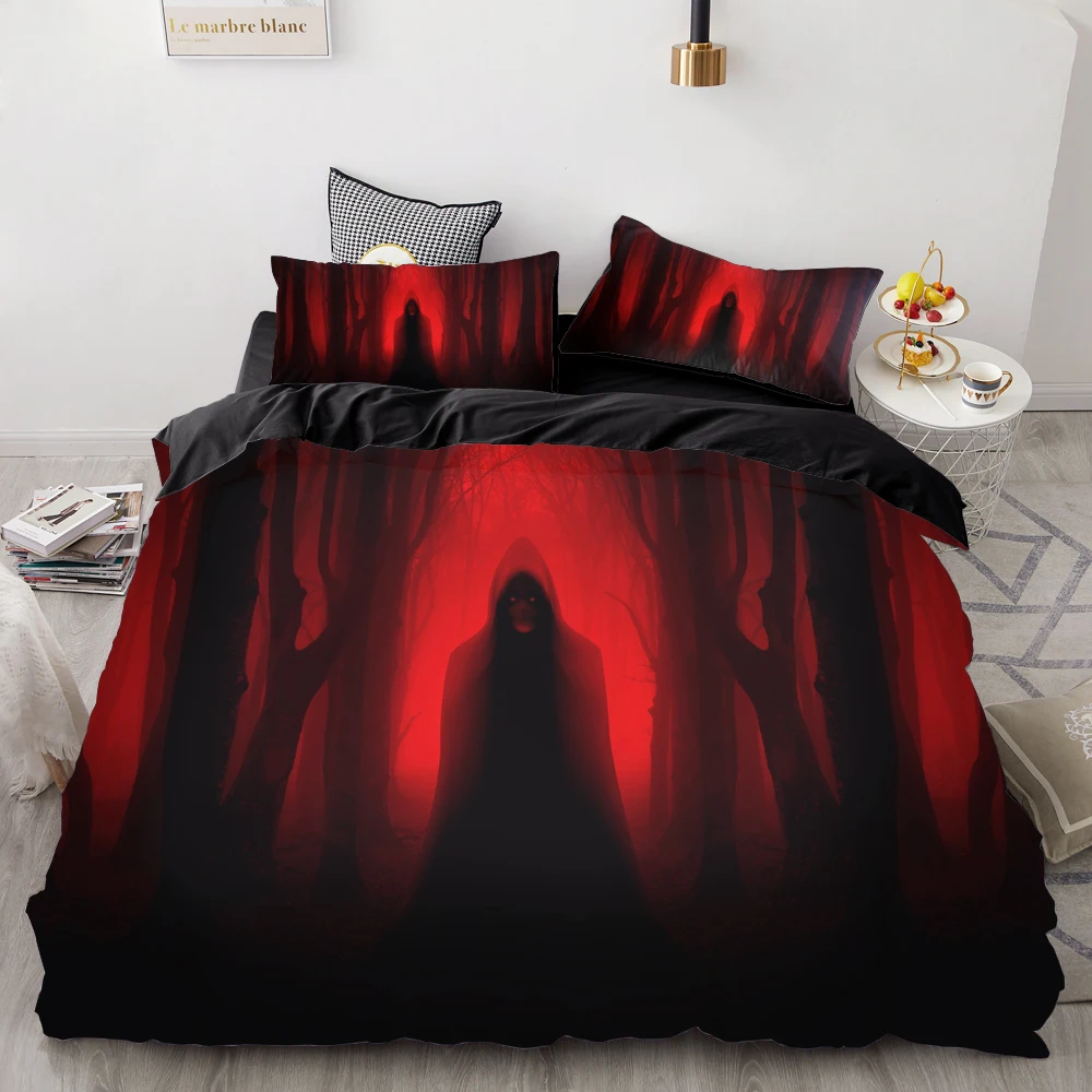 Halloween-04 Набор постельного белья с 3D принтом на заказ/Европа/США королева/король, набор пододеяльников, одеяло/покрывало, набор Хэллоуина силуэт человека, Прямая поставка - Цвет: Halloween-04
