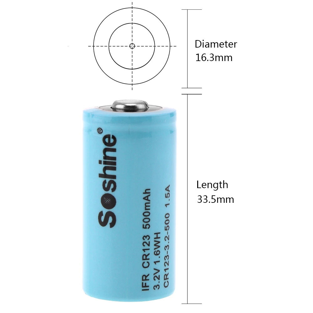 2 шт./лот IFR CR123 батарея 3 V 500mAh LiFePO4 аккумуляторная с низким саморазрядом для