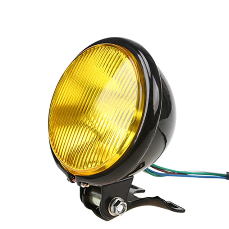 TKOSM мотоциклетная фара черный металлический галогенный Передний фонарь в стиле