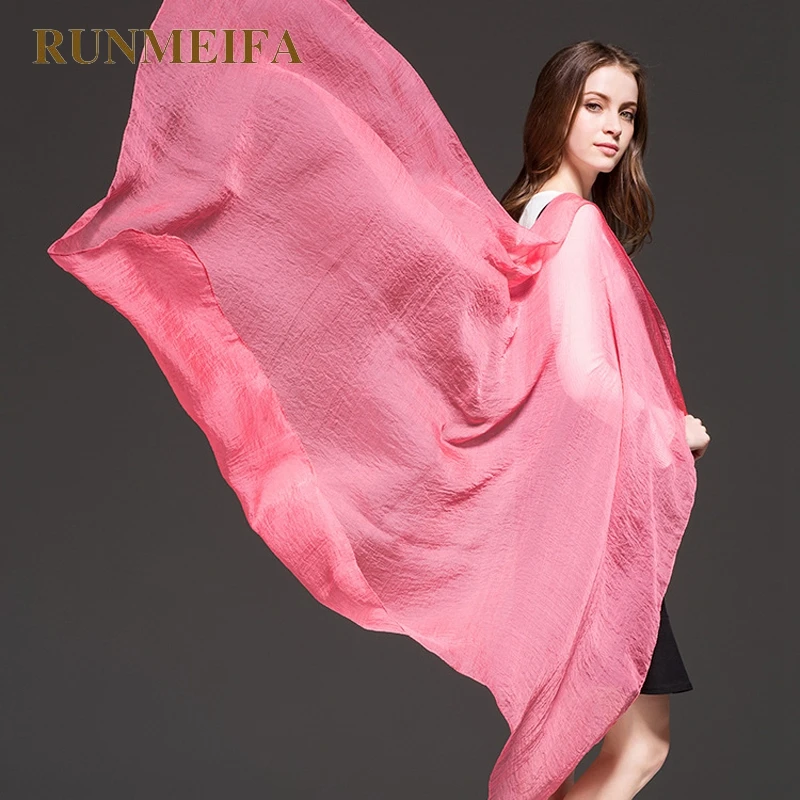 RUNMEIFA Новый Шелковый шарф осень/зима чистый шифон женская летняя Солнцезащитная