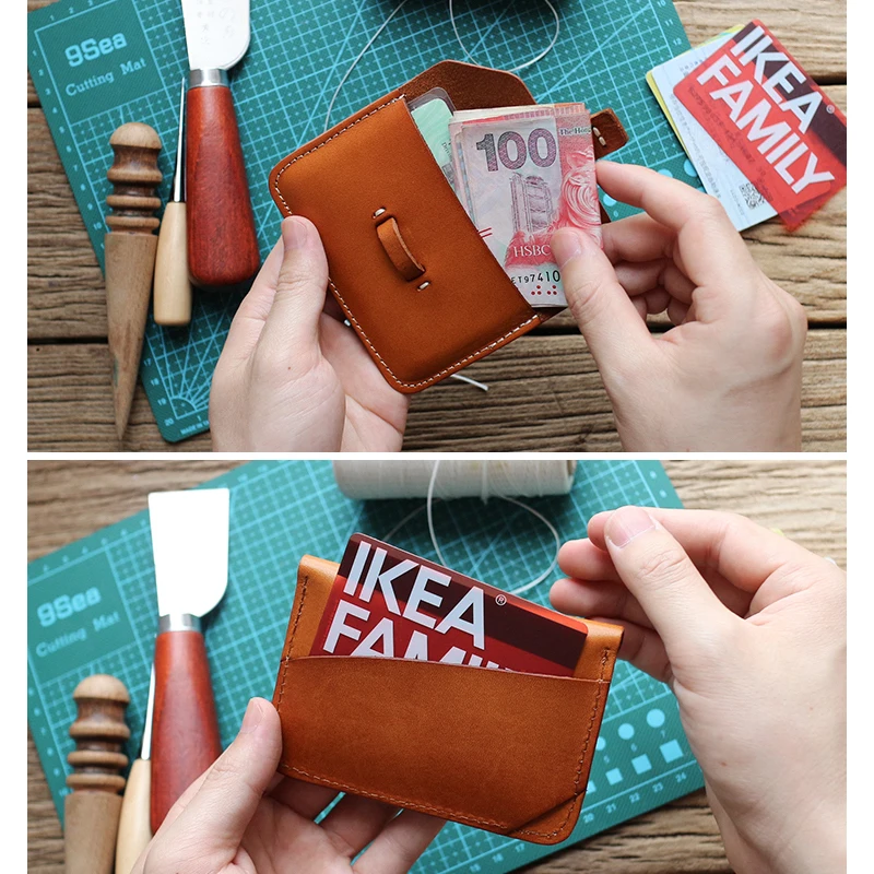 Alisara, настоящий кожаный чехол для карты, Воловья кожа, кредитная карта, кошелек, автобус/ID, держатель для карт, ретро, мужской маленький кошелек, винтажные Мини-кошельки