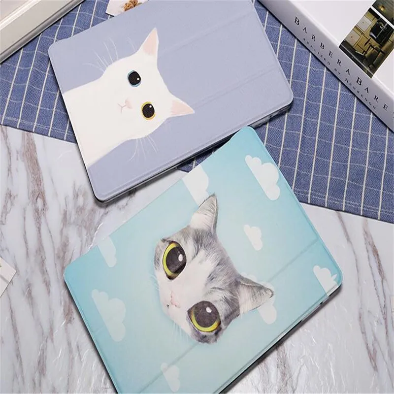 Кожаный умный чехол для ipad air1 air 2 милый планшета с кошачьими глазами по низкой