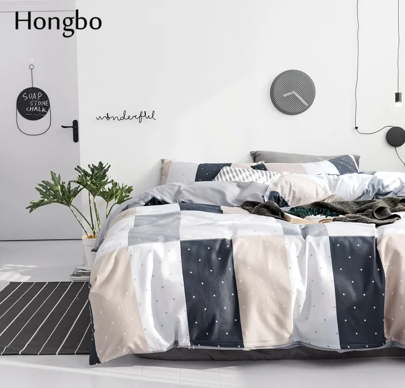 Комплект постельного белья Hongbo новинка весны 2019 в клетку горошек креативный