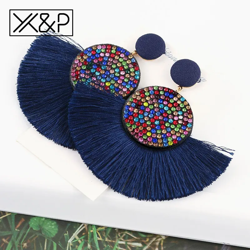 Blue 1 X& P модные богемные серьги с большими кисточками крупное золото ручной работы Brincos Висячие Подвесные серьги с кисточкой для женщин Za ювелирные изделия - Окраска металла: Blue 1