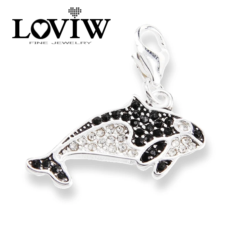 Женский серебряный брелок с черно белым цирконием|charm woman|charm charmcharms black |