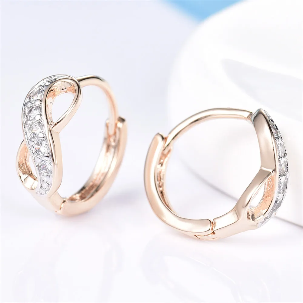 Женские серьги кольца MOLIAM Infinity белые с кристаллами из кубического циркония и