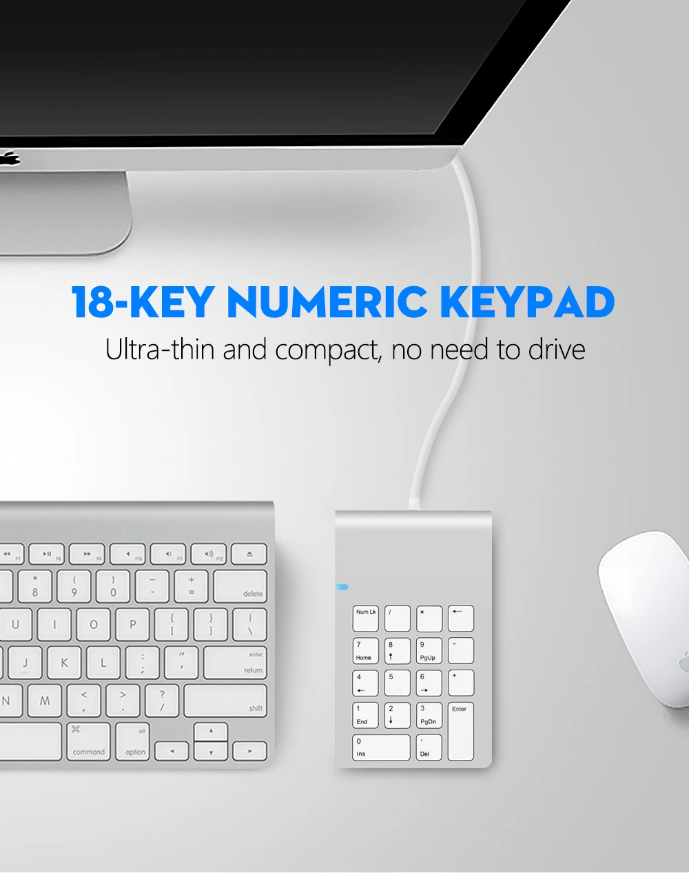 Rocketek USB цифровая клавиатура 18 клавиш для цифровой клавиатуры ультра мини Тонкий номер Pad Компьютер ноутбук