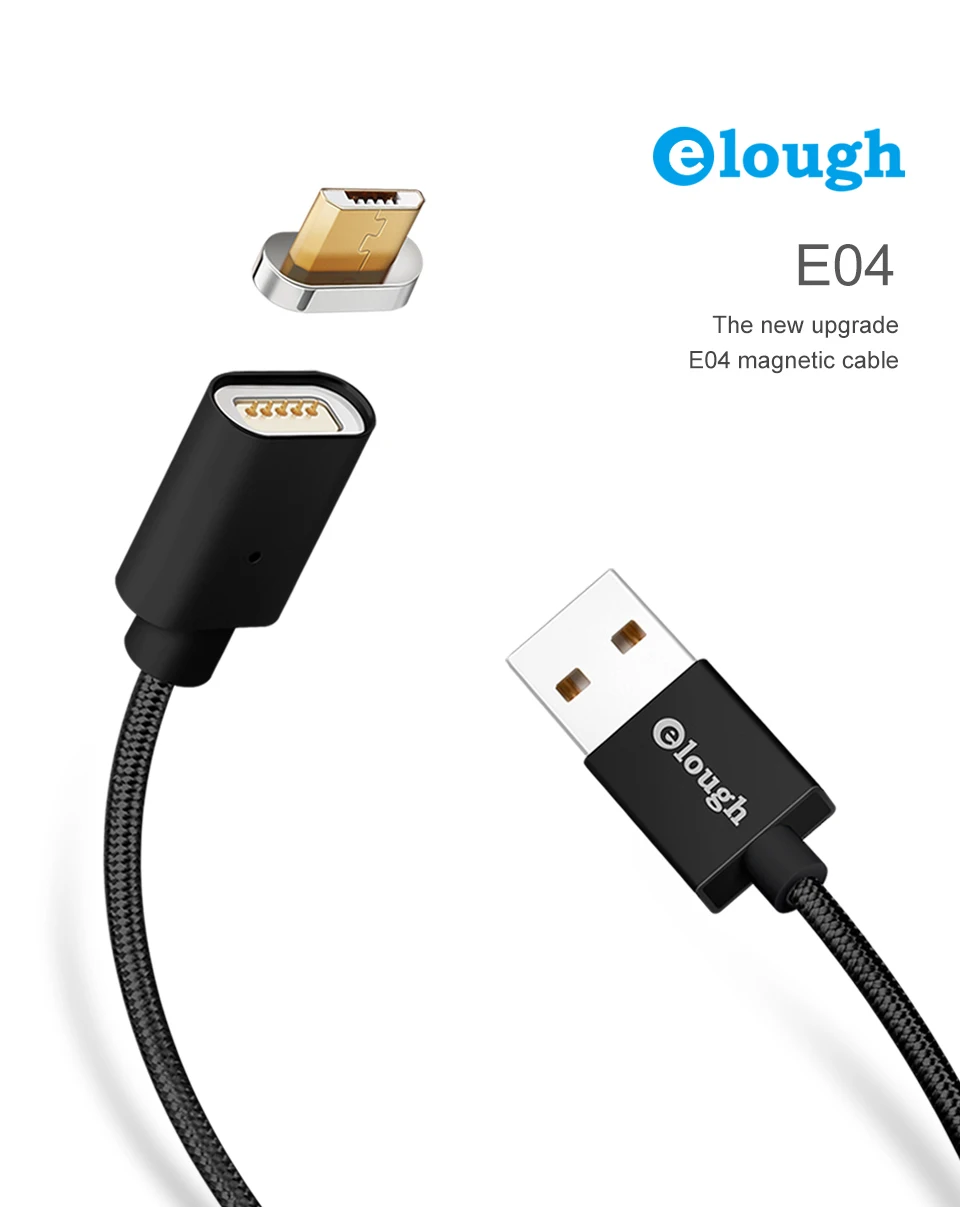 Elough E04 Micro USB Магнитный зарядный кабель для передачи данных для huawei Android кабель usb Micro кабель Магнитный зарядный провод плетеный