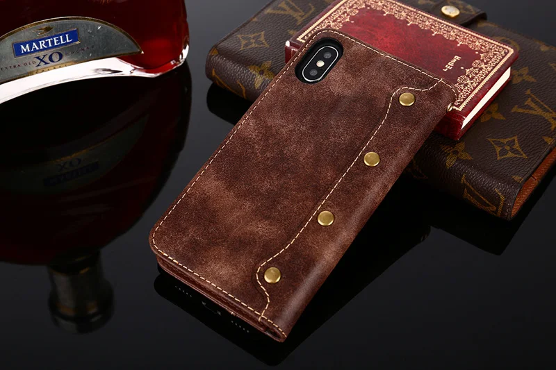 Phone Case For Iphone x 7 8 9 plus Rivet Style Flip Wallet Card Holder iphone 6 6s 7plus 8plus 9plus Cover fundas | Мобильные