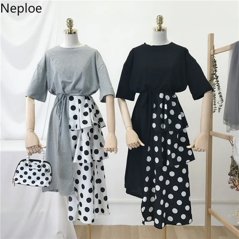 Neploe/лето 2019 женское платье в стиле пэчворк новинка круглый вырез короткий рукав