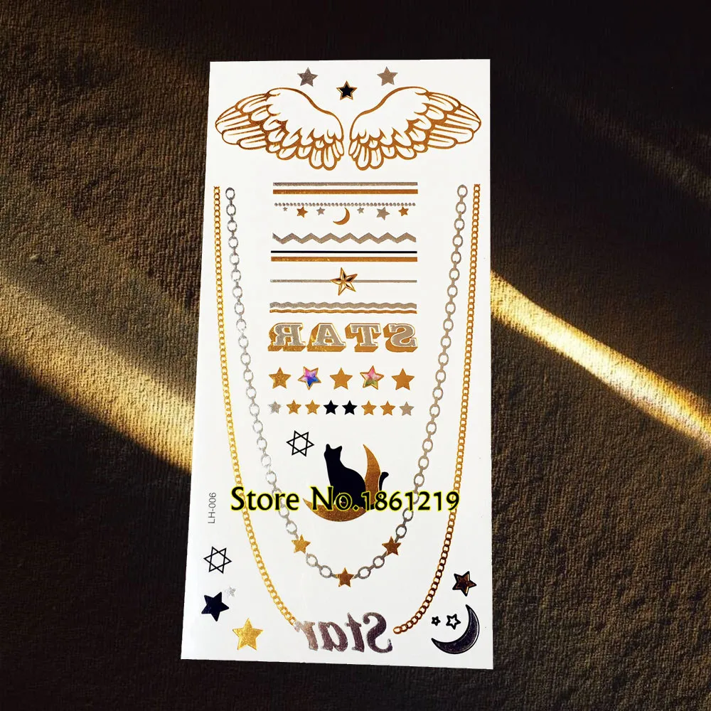 1 шт. новинка 2016 Ослепительная металлическая временная татуировка-наклейки