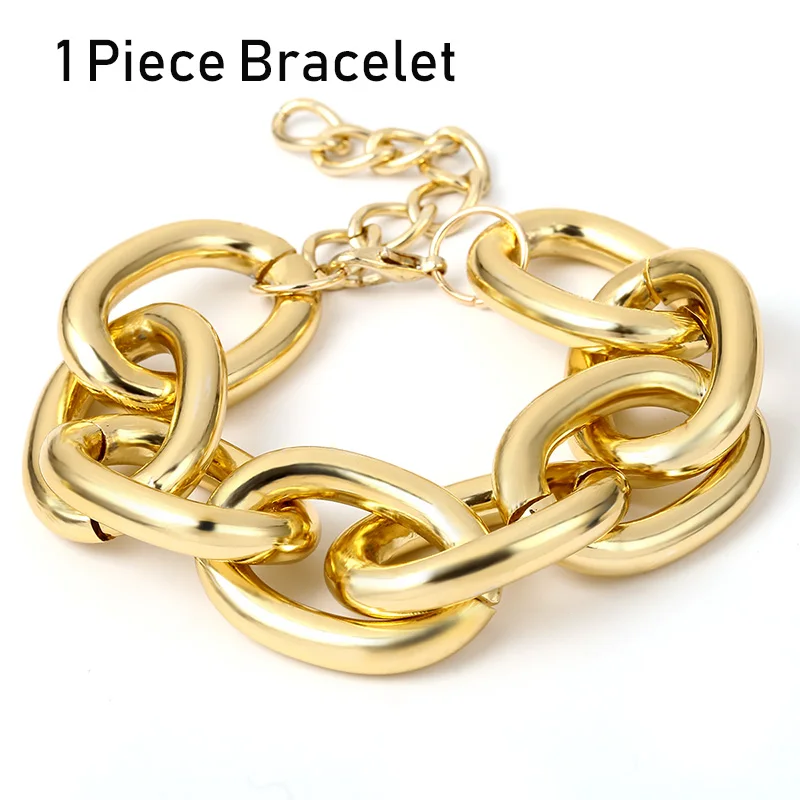 Golden Bracelet SHIXIN увеличенное кубинское толстое ожерелье-чокер на цепочке для женщин, модное ювелирное изделие, персонализированное Массивное колье, женские аксессуары - Окраска металла: Golden Bracelet