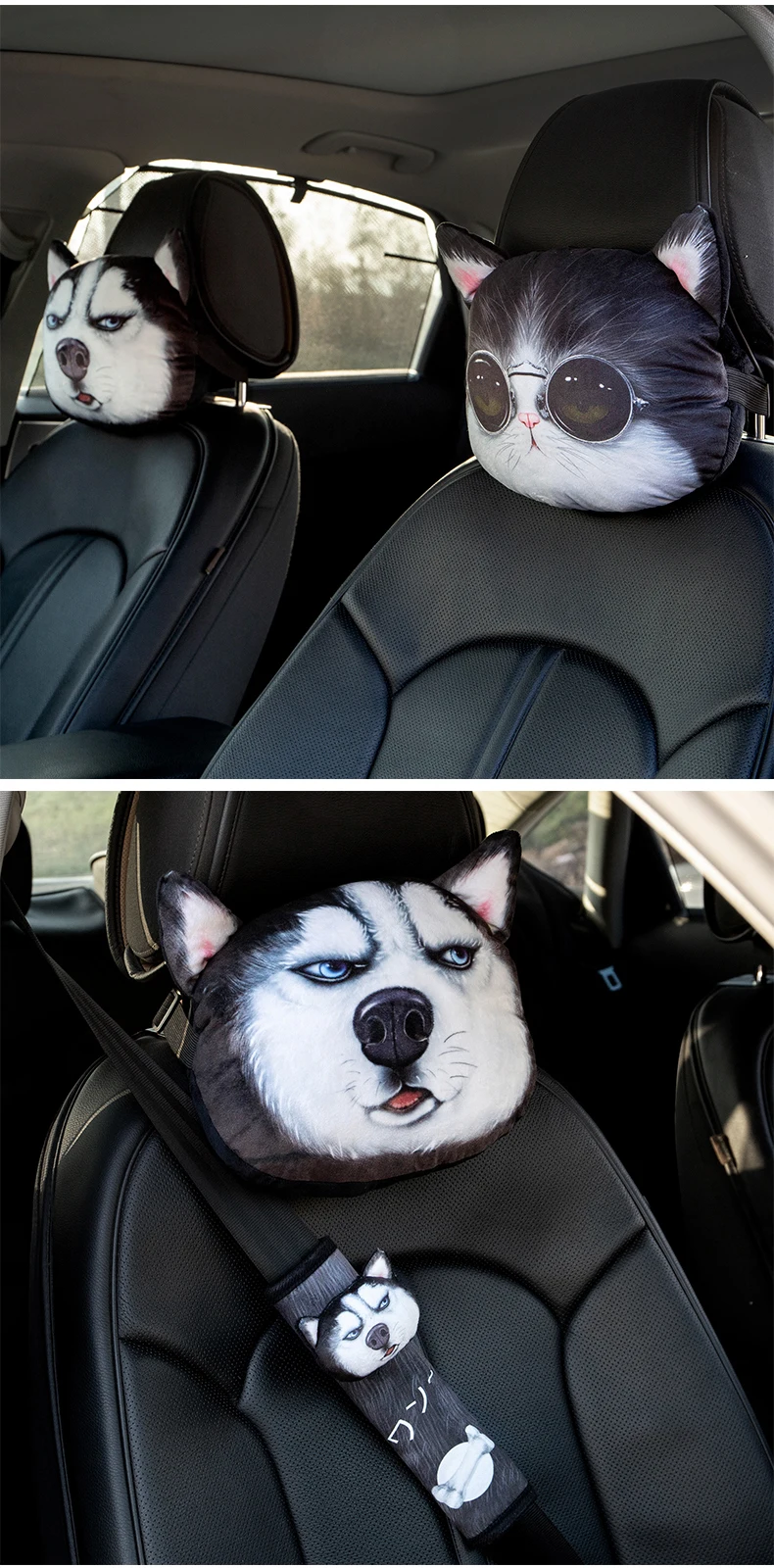 Автомобильная кошка Huskie собака плюшевое покрытие ремня безопасности подголовник для шеи бумажное полотенце Чехол держатель ткани мягкая игрушка подарок для девочки