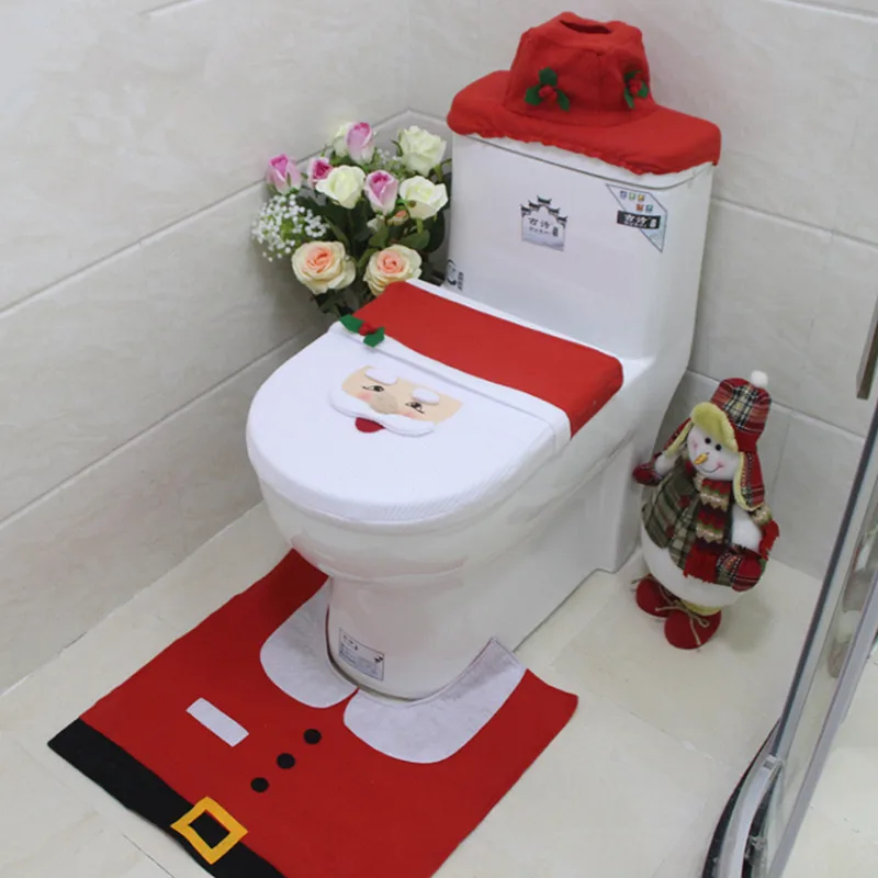 Santa Claus Rug Toilet Seat Cover Bathroom Set Snowman Merry Christmas Decoration Fancy Navidad Xmax Supplies | Дом и сад